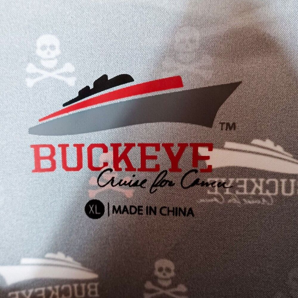 NWT Buckeye Cruise for Cancer Black Beach Skull Coastal Button Up Shirt Mens XL - Picture 7 of 9